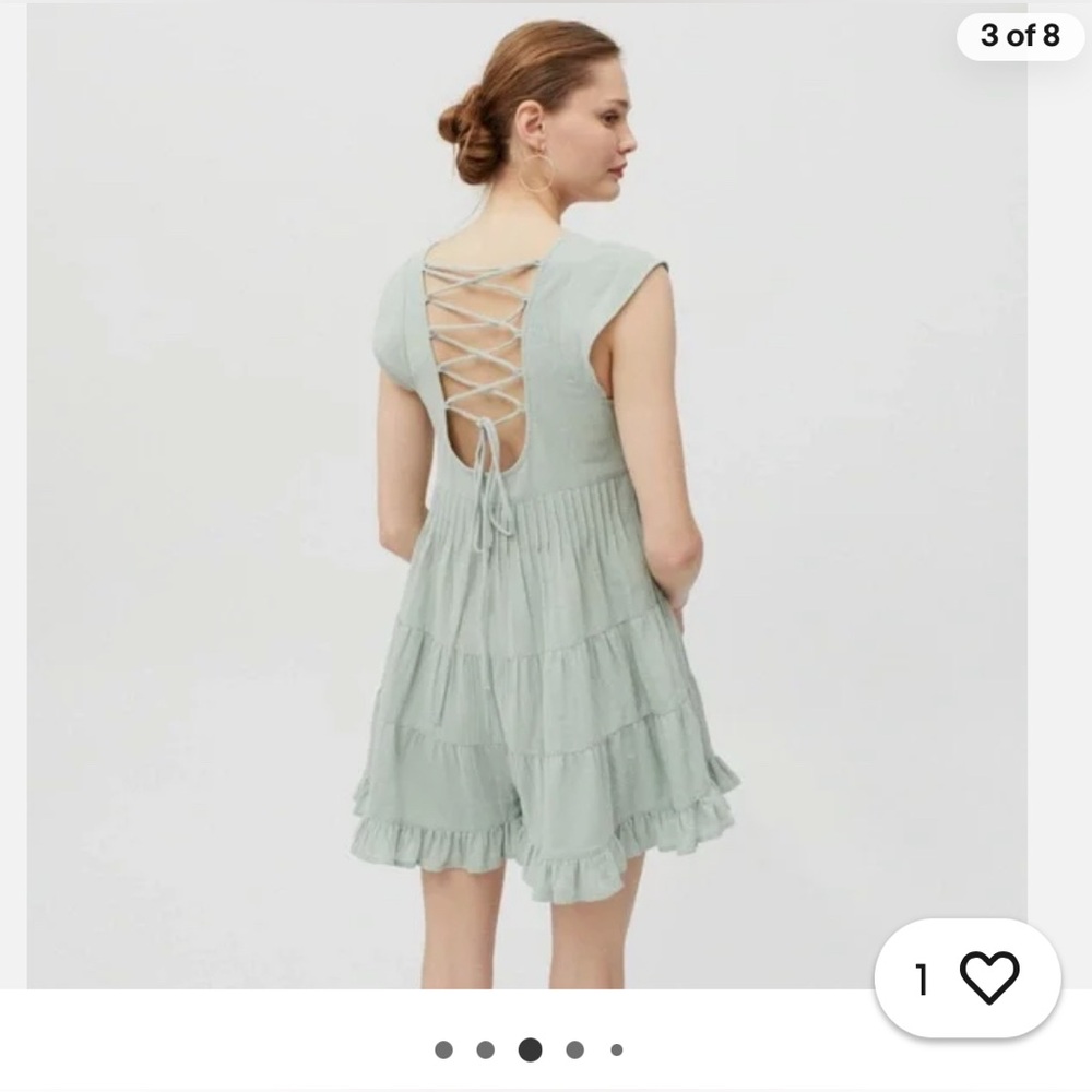 Urban Outfitters Sage Green Ruffled Romper